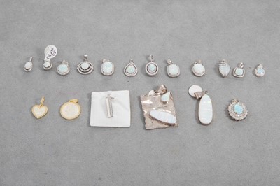 Lot 184 - A COLLECTION OF FAUX OPAL SET PENDANTS,...