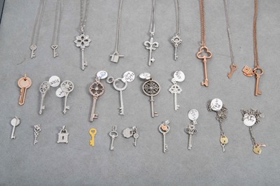 Lot 185 - A COLLECTION OF STONE SET LOCK AND KEY...