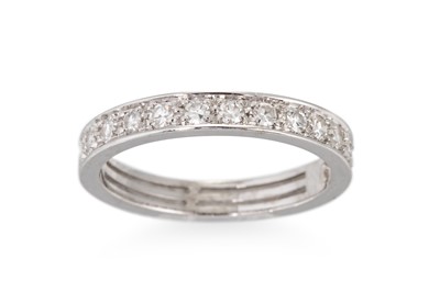 Lot 129 - A DIAMOND HALF ETERNITY RING, open work band,...