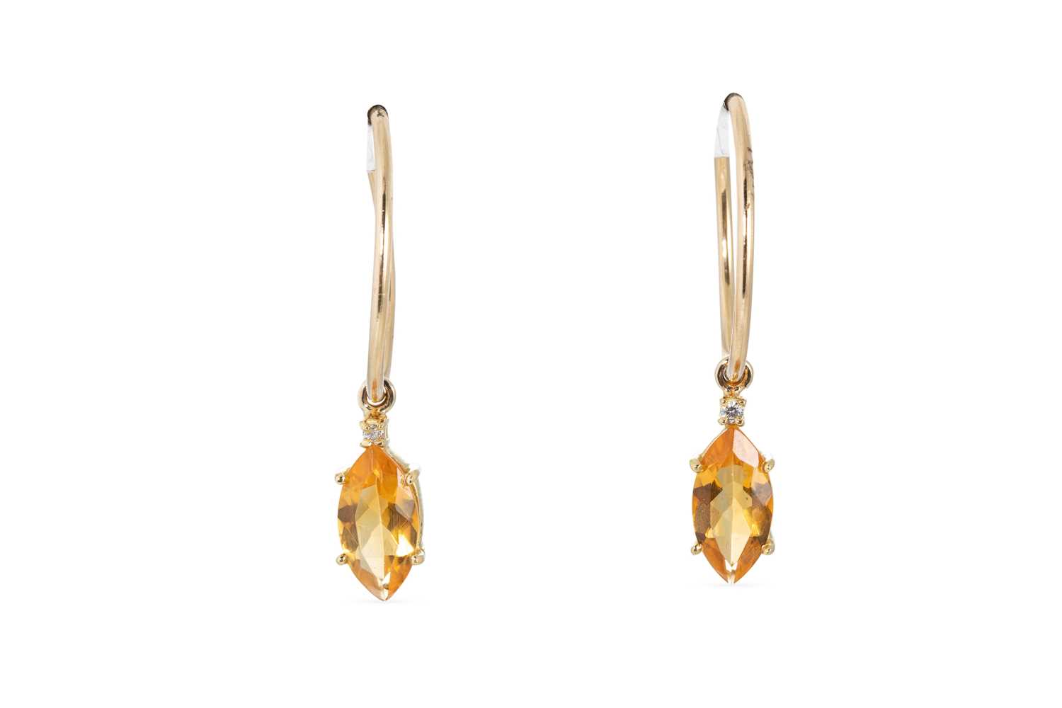 Lot 152 - A PAIR OF CITRINE AND DIAMOND EARRINGS,...