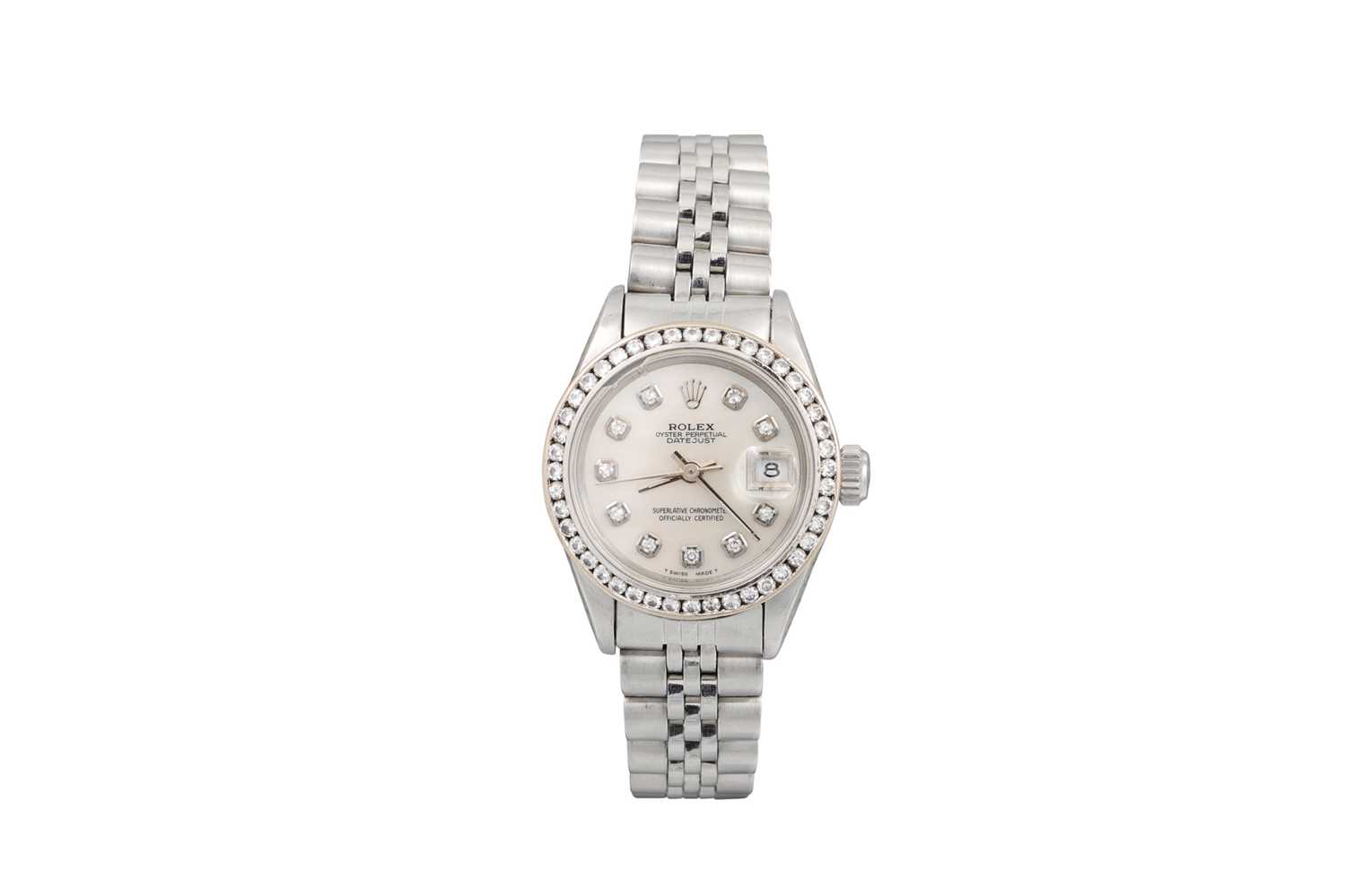 Lot 458 - A LADY'S STAINLESS STEEL ROLEX WRIST WATCH,...