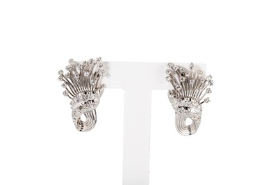 Lot 123 - A PAIR OF MID CENTURY DIAMOND SPRAY EARRINGS,...