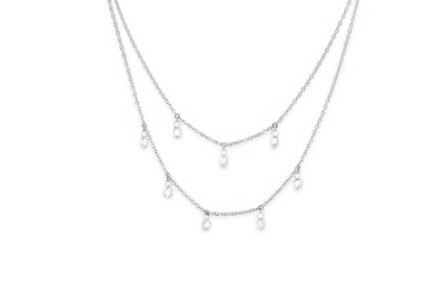 Lot 127 - A BRIOLETTE SET DIAMOND NECKLACE, comprising a...