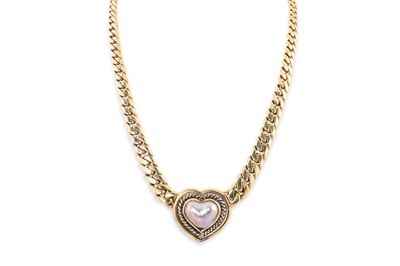 Lot 197 - A HEART SHAPED MOTHER-OF-PEARL PENDANT,...