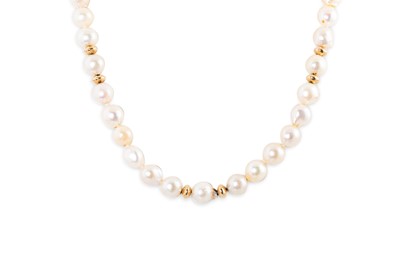 Lot 208 - A BAROQUE PEARL NECKLACE, 18ct yellow gold...