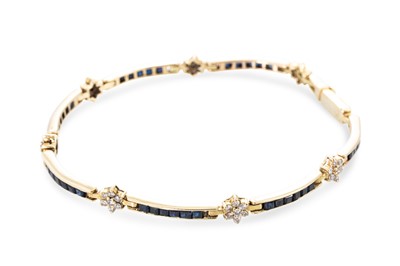 Lot 125 - A SAPPHIRE AND DIAMOND PANEL BRACELET, the...