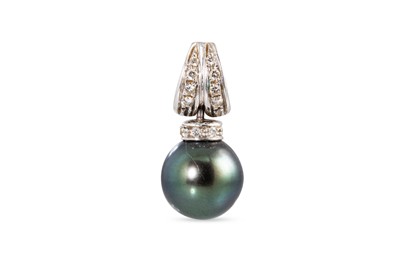 Lot 127 - A CULTURED PEARL AND DIAMOND PENDANT, mounted...