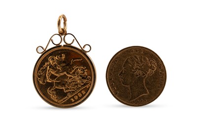 Lot 433 - TWO GOLD HALF SOVEREIGN ENGLISH COINS, 1876...