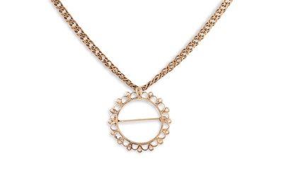 Lot 236 - A 9CT GOLD NECK CHAIN, suspending a 9ct gold...