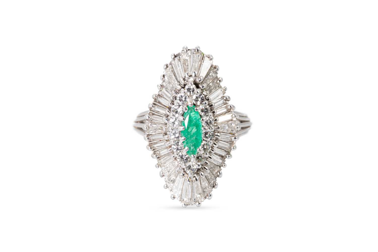 Lot 66 - A DIAMOND AND EMERALD 'BALLERINA' STYLE...