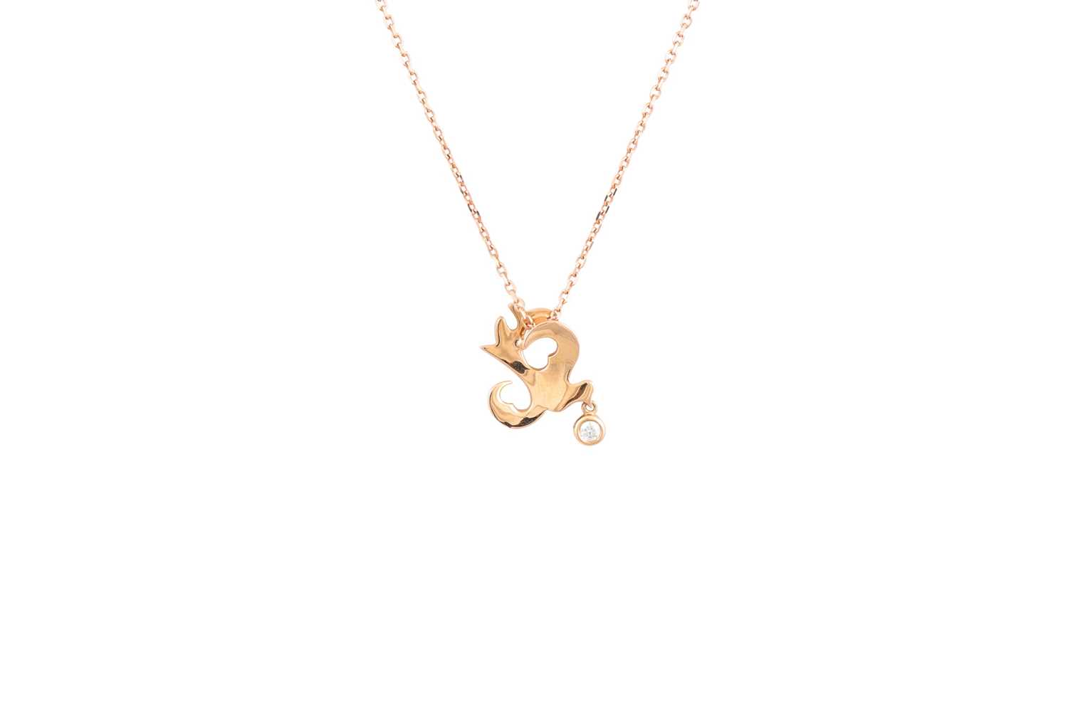 Lot 110 - A BOODLES 'LOVE BIRD' PENDANT, in rose gold,...