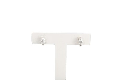Lot 112 - A PAIR OF MARQUISE SET DIAMOND STUD EARRINGS,...