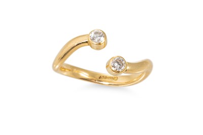 Lot 296 - A DIAMOND TWO STONE RING, the two round...