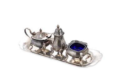 Lot 468 - A MODERN IRISH SILVER THREE-PIECE CONDIMENT...