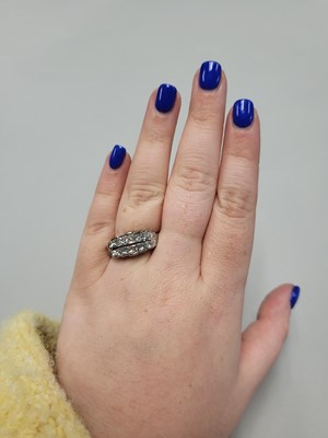 Lot 96 - A VINTAGE TWO ROWED DIAMOND SET RING, the...