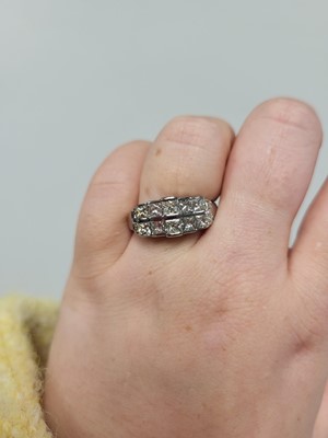 Lot 96 - A VINTAGE TWO ROWED DIAMOND SET RING, the...