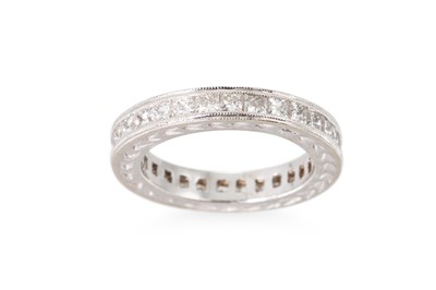 Lot 119 - A PRINCESS CUT DIAMOND FULL ETERNITY RING, the...
