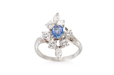 Lot 183 - A SAPPHIRE AND DIAMOND CLUSTER RING, the...