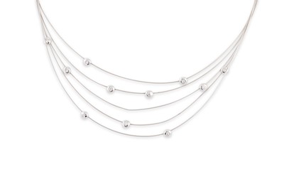 Lot 316 - A CONTEMPORARY FIVE STRANDED WHITE GOLD...