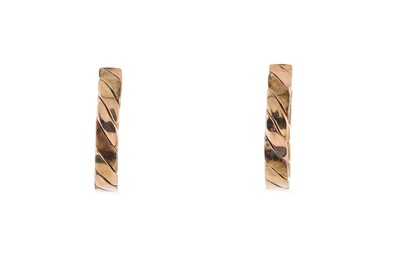 Lot 276 - A PAIR OF TWO COLOUR 9CT GOLD OPEN HOOP...