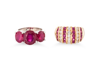 Lot 214 - TWO 14CT GOLD STONE SET RINGS, gross weight 17....