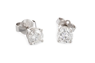 Lot 258 - A PAIR OF DIAMOND STUD EARRINGS, mounted in...