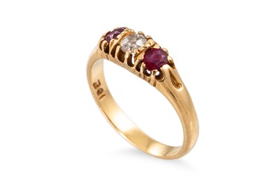 Lot 36 - A VICTORIAN RUBY AND DIAMOND RING, mounted in...