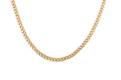 Lot 40 - AN 18CT YELLOW GOLD FLAT CURB LINK NECK CHAIN,...