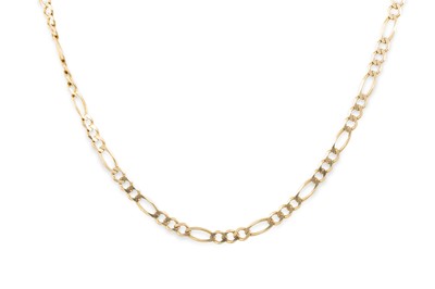 Lot 41 - A 9CT YELLOW GOLD FLAT FIGARO LINK NECK CHAIN,...