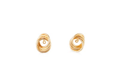 Lot 42 - A PAIR OF GOLD EARRING JACKETS, twist design 1....
