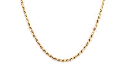 Lot 45 - AN 18CT GOLD ROPE LINK NECK CHAIN, 15.3 g.