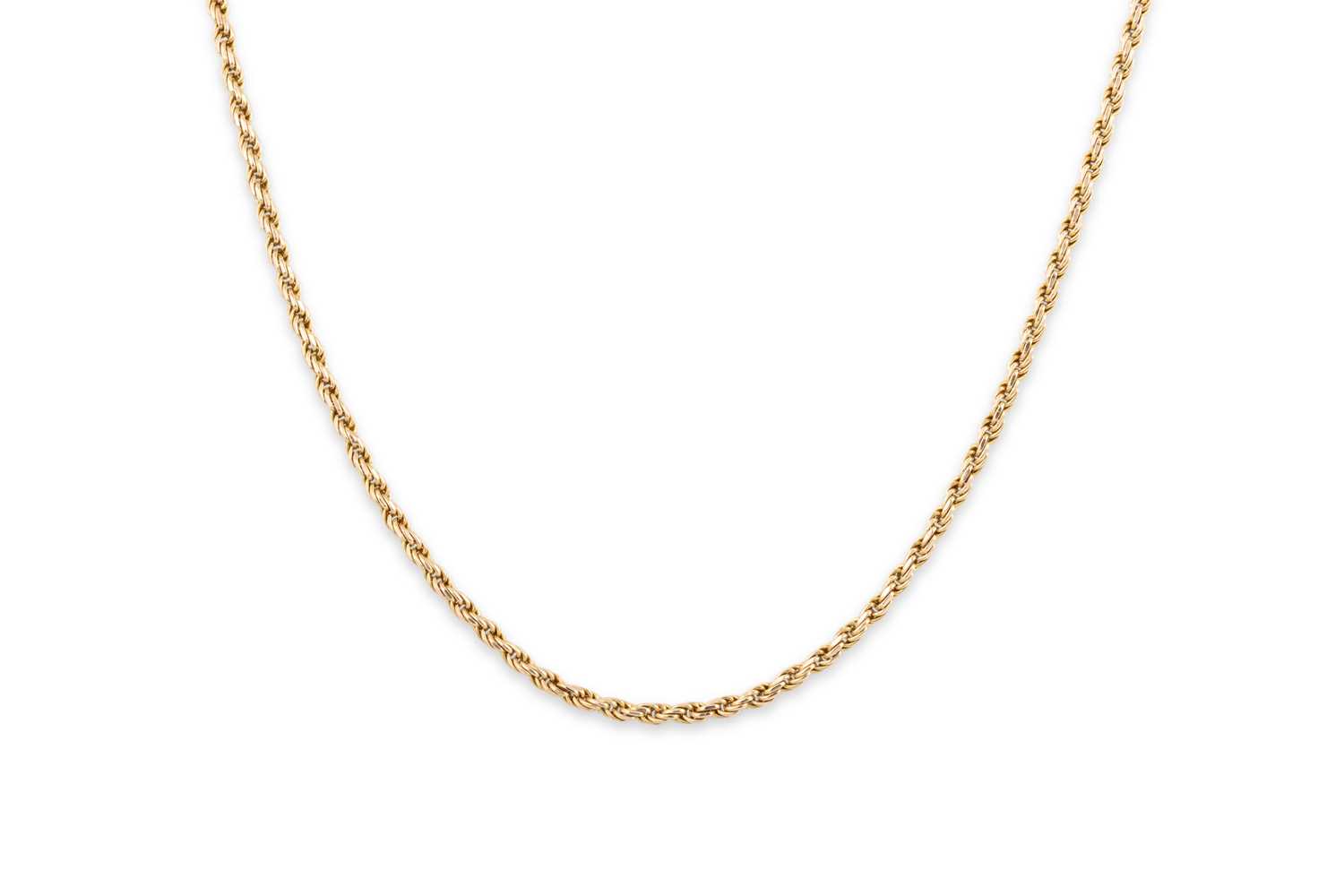Lot 46 - A 14CT GOLD ROPE LINK NECK CHAIN, 7.5 g.