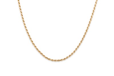 Lot 46 - A 14CT GOLD ROPE LINK NECK CHAIN, 7.5 g.