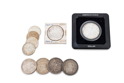 Lot 456 - A COLLECTION OF FIVE AMERICAN SILVER $ COINS...