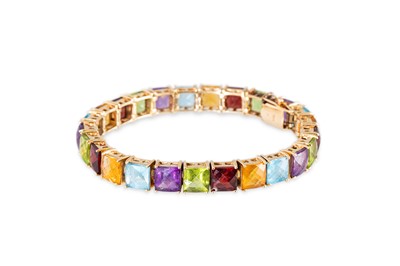Lot 287 - A MULTI GEM SET BRACELET, with matching...