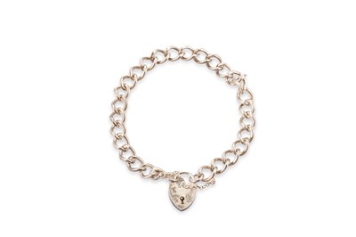 Lot 30 - A SILVER CURB LINK BRACELET, with padlock...