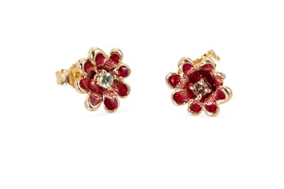 Lot 99 - A PAIR OF VINTAGE GEM SET AND ENAMEL CLUSTER...