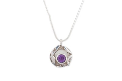 Lot 4 - A STERLING SILVER STONE SET PENDANT, by Niamh...