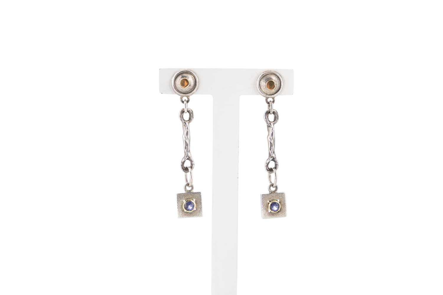 Lot 6 - A PAIR OF STERLING SILVER AND STONE SET...