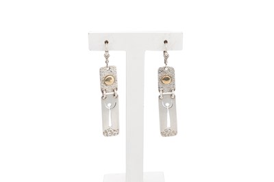 Lot 9 - A PAIR OF STERLING SILVER DROP EARRINGS, by...