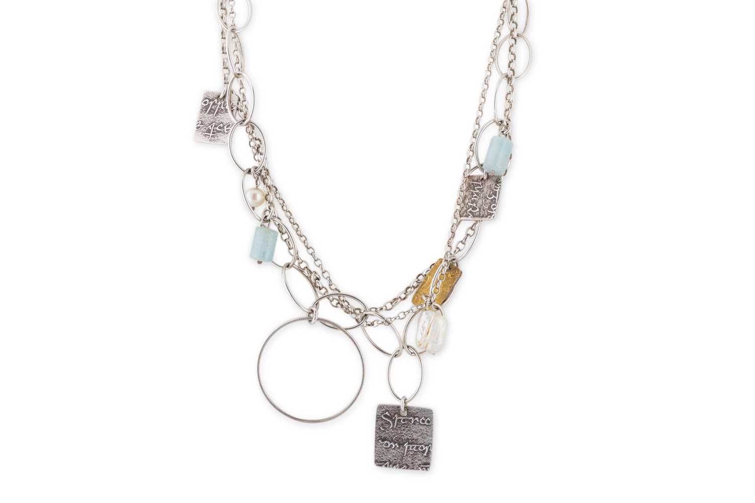 Lot 11 - A STERLING SILVER NECKLACE, by Frances Davis,...