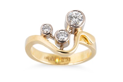 Lot 155 - A DIAMOND SET BAND RING, of abstract form,...