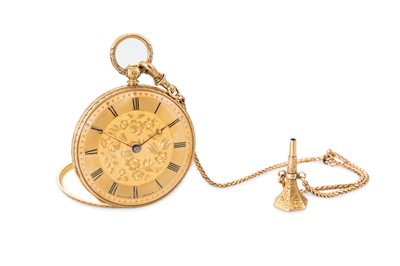 Lot 163 - AN 18CT GOLD POCKET WATCH, on a gold chain,...