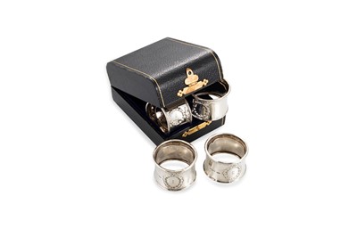 Lot 499 - A CASED SET OF POST-WAR NAPKIN RINGS,...