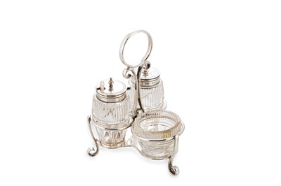 Lot 500 - A GEORGE V THREE-PIECE CRUET SET, Birmingham...