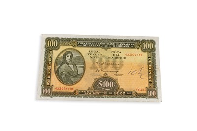Lot 438 - AN IRISH LADY LAVERY £100 BANKNOTE, with "10 ½"...