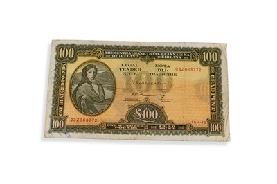 Lot 439 - AN IRISH LADY LAVERY £100 BANKNOTE, with ink...