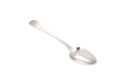 Lot 487 - A GEORGE III IRISH SILVER SERVING SPOON,...