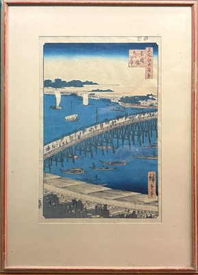 Lot 527 - FOUR JAPANESE PRINTS, framed