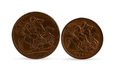 Lot 426 - 1906 EVII GOLD FULL AND HALF SOVEREIGN COINS,...